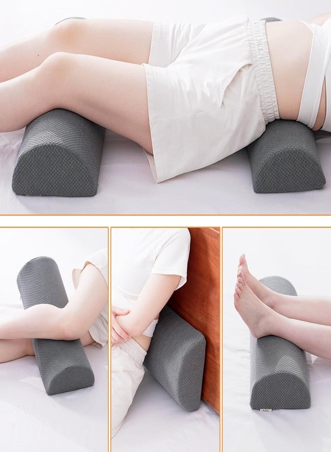 M Mute Touch 2PCS Knee Pillow for Sleeping, Half Moon Bolster Pillow for Neck, Legs, Ankle Foot & Knee Support, High Density Foam for Leg Elevation (19.6''x6.7''x3.5'', 19.6''x7.8''x4.3'') - Image 4